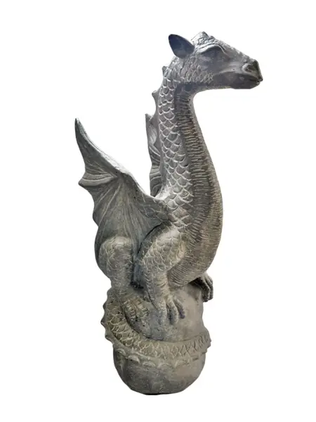 Product image 1 of the product “Sitting dragon on a rock. Dyed in the color antique finish. In the sizes from 60 to 75cm. ”